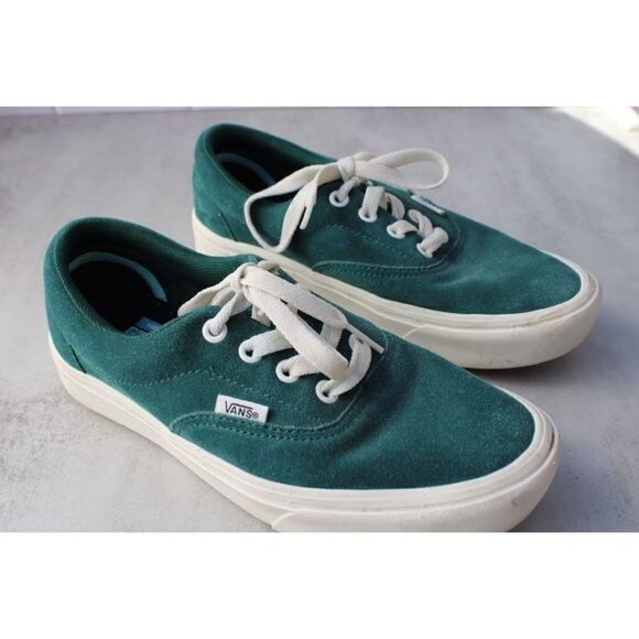 Vans Authentic classic Pig skin suede teal green low top sneakers Size 6 - Picture 1 of 6